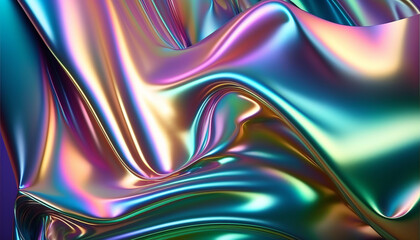 Wall Mural - holographic, golographic, purple, background, pattern, texture, design, wallpaper, art, water, paint, blue, gold, color, waves, wave, light, backdrop, illustration, liquid, artistic, generative ai