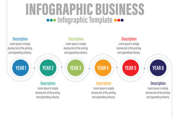 Aufkleber - 6 Year Modern Timeline diagram with progress circle, presentation vector infographic with circle. Infographic template for business.