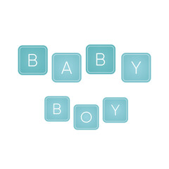 Wall Mural - Baby boy text banner on white background. It s a boy.