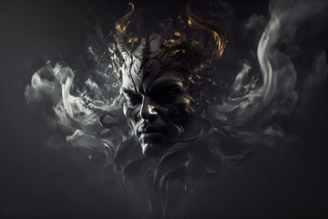 Wall Mural - Dark angel in the darkness. Generative AI
