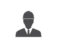 Construction Engineer, Construction Worker, Employee, Labour Logo Design. Business Person Project Manager Architect. Maintenance By Technician And Construction Worker  Vector Design And Illustration.
