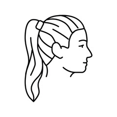 Wall Mural - ponytail hairstyle female line icon vector illustration