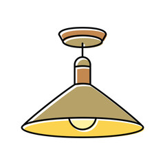 Sticker - metal lamp ceiling color icon vector illustration