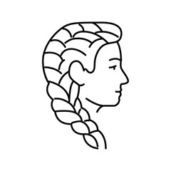 Wall Mural - french braid hairstyle female line icon vector illustration