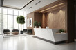 © Prasanth - Interior design of a beautiful elegance reception area with luxury white marble counter and wall.