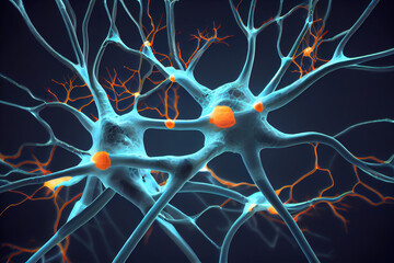 Fototapete - The process of neuroplasticity, showing how new neural pathways are formed through repeated use and strengthening. Generative AI technology.