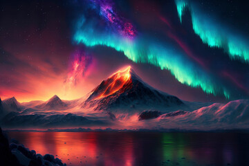Wall Mural - Mountain. night sky with stars, moon, and clouds in the backdrop ,made with Generative AI