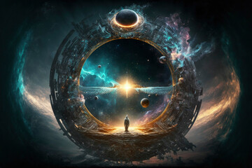 Wall Mural - The unknown extracurricular ring of extraterrestrial relic ,made with Generative AI