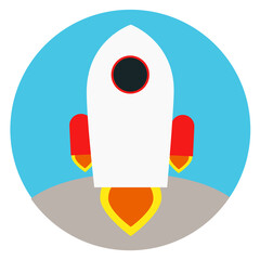 Poster - Rocket launch round icon. Color startup symbol