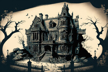 Haunted Castle, Old Mansion, Illustration
