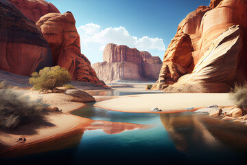 Aufkleber - beautiful sunrise or sunset, with vibrant colors and a sense of warmth and energy. Generative AI technology.