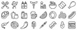 Line icons about barbecue on transparent background with editable stroke.