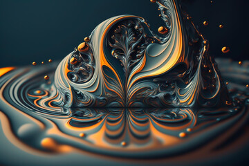 Wall Mural - Magnetic fluid art abstract background, generative ai