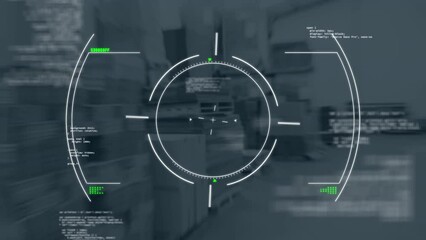 Poster - Animation of scope scanning and financial data processing over warehouse