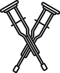 Wall Mural - Crutches icon outline vector. Medical disease. Knee joint