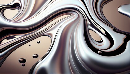 Wall Mural - Mesmerizing Silver Flow: Abstract Textured Pattern on a Vintage Mercury Background: Generative AI