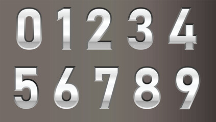 Silver metallic numbers font