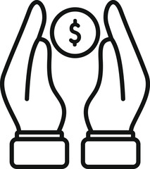 Canvas Print - Care compensation icon outline vector. Money work. Payment bank