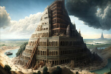 Grand And Epic Tower Of Babel In Majestic Style Generative AI