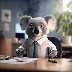 Canvas Print - Koala Office Suit. Generative AI