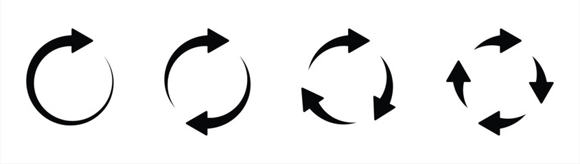 Wall Mural - circle arrow icon set. circular arrow icon, refresh, reload arrow icon symbol sign, vector illustration