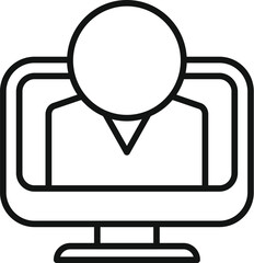 Canvas Print - Monitor target icon outline vector. Human work. Leader search