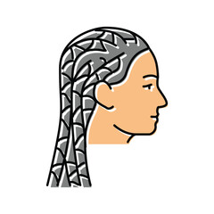 Wall Mural - cornrows hairstyle female color icon vector illustration