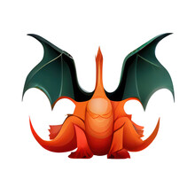 Dragon On White Background, Transparent Png. Generative Ai