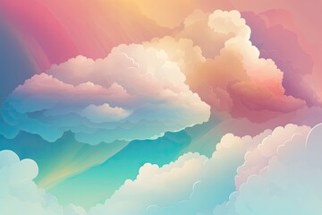 Canvas Print - gradient cloud background in soft pastels. Generative AI