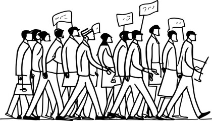 Poster - Demonstrators sketch drawing illustration