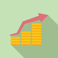 Wall Mural - Graph invest icon flat vector. Financial money. Success investor