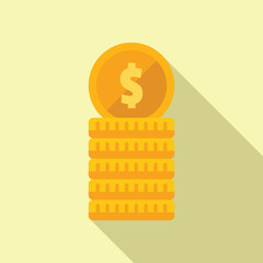 Wall Mural - Invest coin stack icon flat vector. Income bank. Plan work