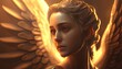 fallen angel with a serene expression digital art illustration, Generative AI