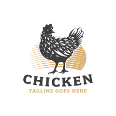 Wall Mural - isolated hen logo. chicken poultry logo design template