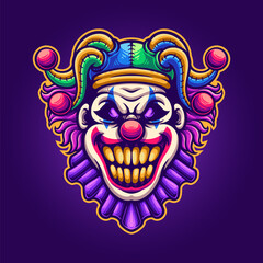 Wall Mural - Angry clown face illustrations for mascot, tshirt, sticker, and label