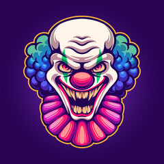 Wall Mural - Angry clown face illustrations for mascot, tshirt, sticker, and label