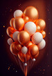 orange und weiße Ballons und Konfetti. Generative Ai.
