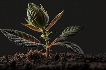 Poster - A budding plant, the first signs of life. Generative AI