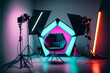 © jambulart - live studio room, rgb lighting, generative ai