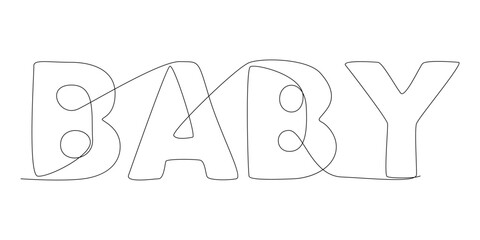 Fototapete - One continuous line of Baby word. Thin Line Illustration vector concept. Contour Drawing Creative ideas.