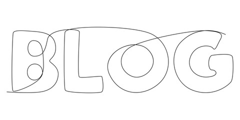 Fototapete - One continuous line of Blog word. Thin Line Illustration vector concept. Contour Drawing Creative ideas.