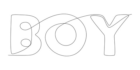 Fototapete - One continuous line of Boy word. Thin Line Illustration vector concept. Contour Drawing Creative ideas.