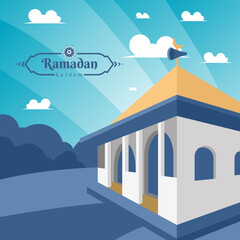 Wall Mural - Ramadan kareem illustration of Indonesian mosque design