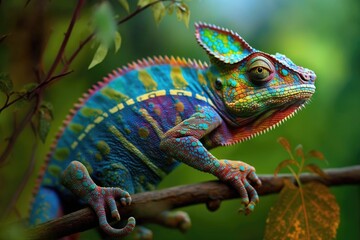 Poster - Colorful Chameleon. Generative AI