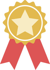 Wall Mural - badge medal made of gold and red ribbons with a star symbol in the center