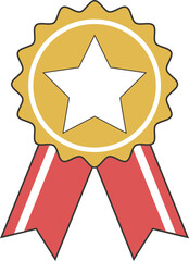 Wall Mural - coat of arms medal made of gold and red ribbon with white edges and a star symbol in the center