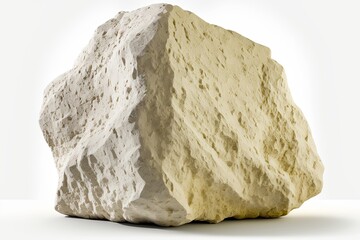 Canvas Print - Limestone stone in its natural, unprocessed state, against a white background. Generative AI