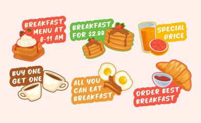 Wall Mural - Tag set design for breakfast deal advertising