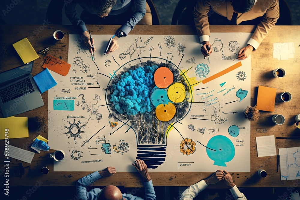 Creative business team brainstorming and ideating for innovative ...