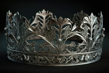 Sticker - A crown of shining silver metal, fit for a king or queen. Generative AI